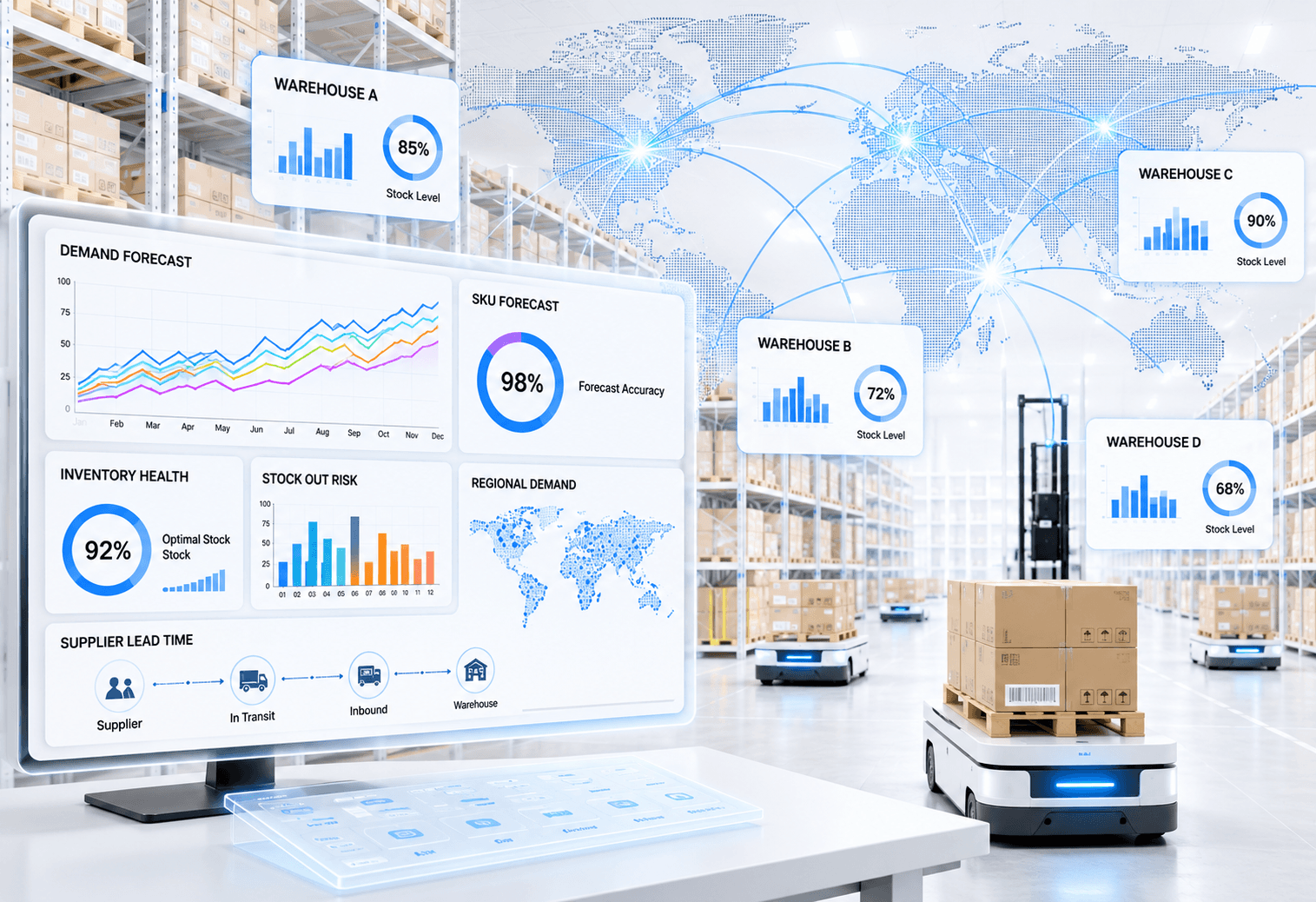 Inventory forecasting and warehouse planning interface