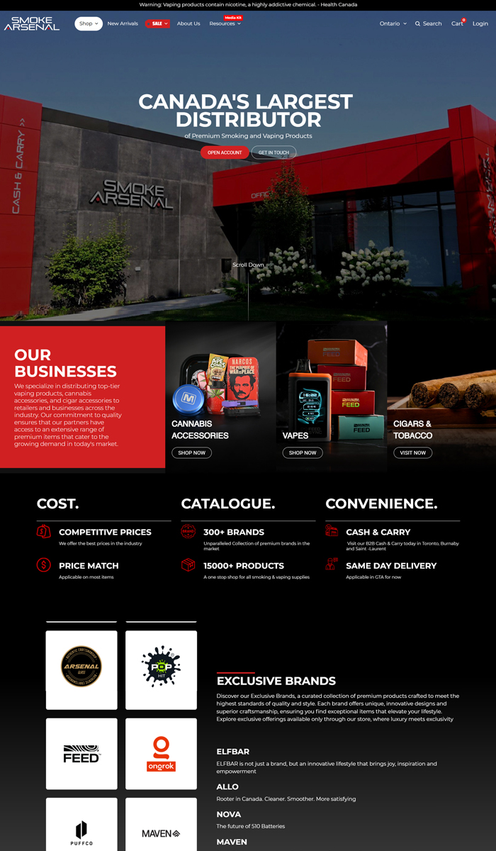 Smoke Arsenal B2B Wholesale Commerce Platform