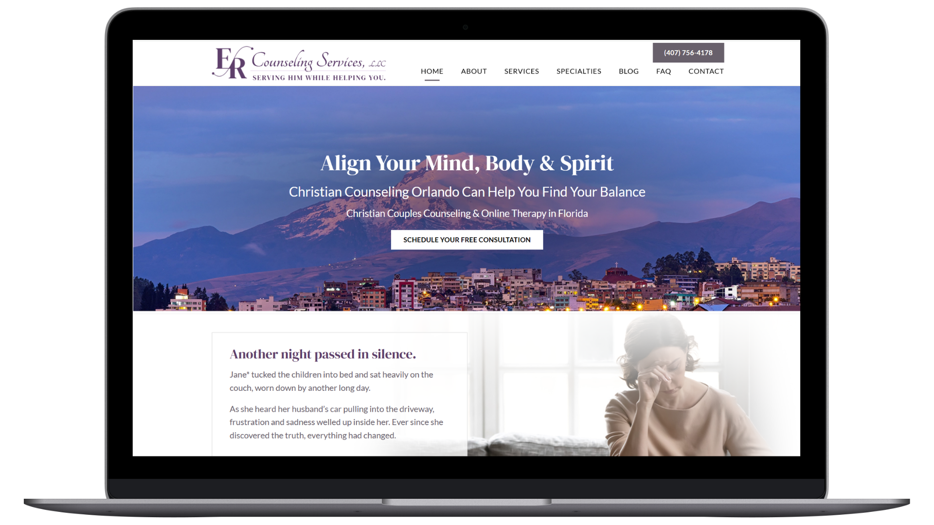 ER Counseling Services Christian Therapy Website - WordPress healthcare CMS with local SEO and consultation lead generation
