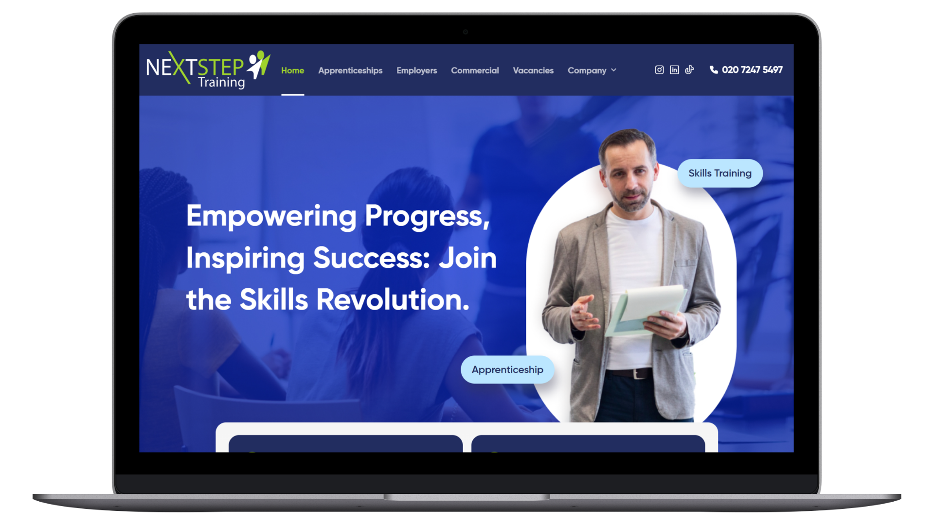 Nextstep Training Apprenticeship and Skills Platform - WordPress education CMS for employers and learners in the United Kingdom