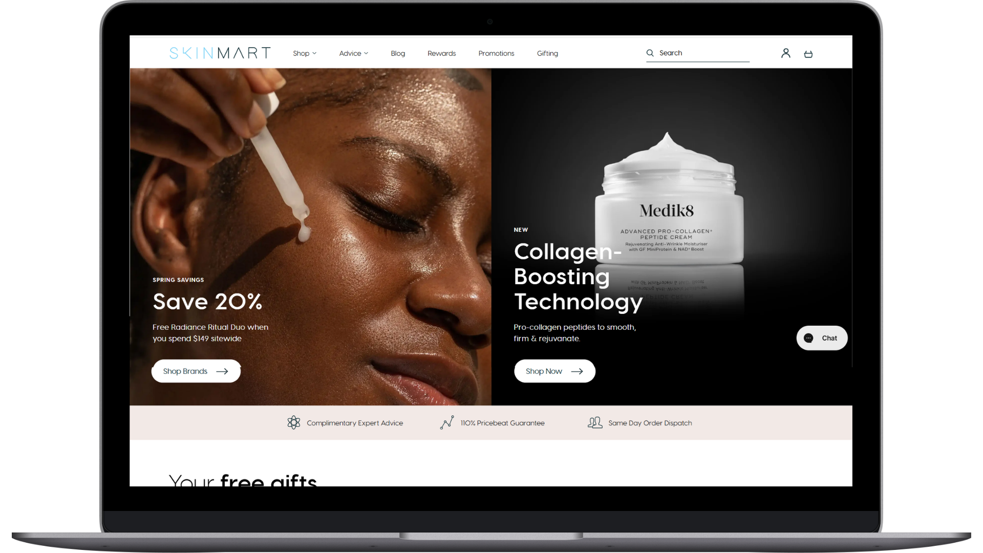 Skinmart Professional Skincare Retail Platform - custom Shopify storefront with BNPL integrations and editorial CMS control